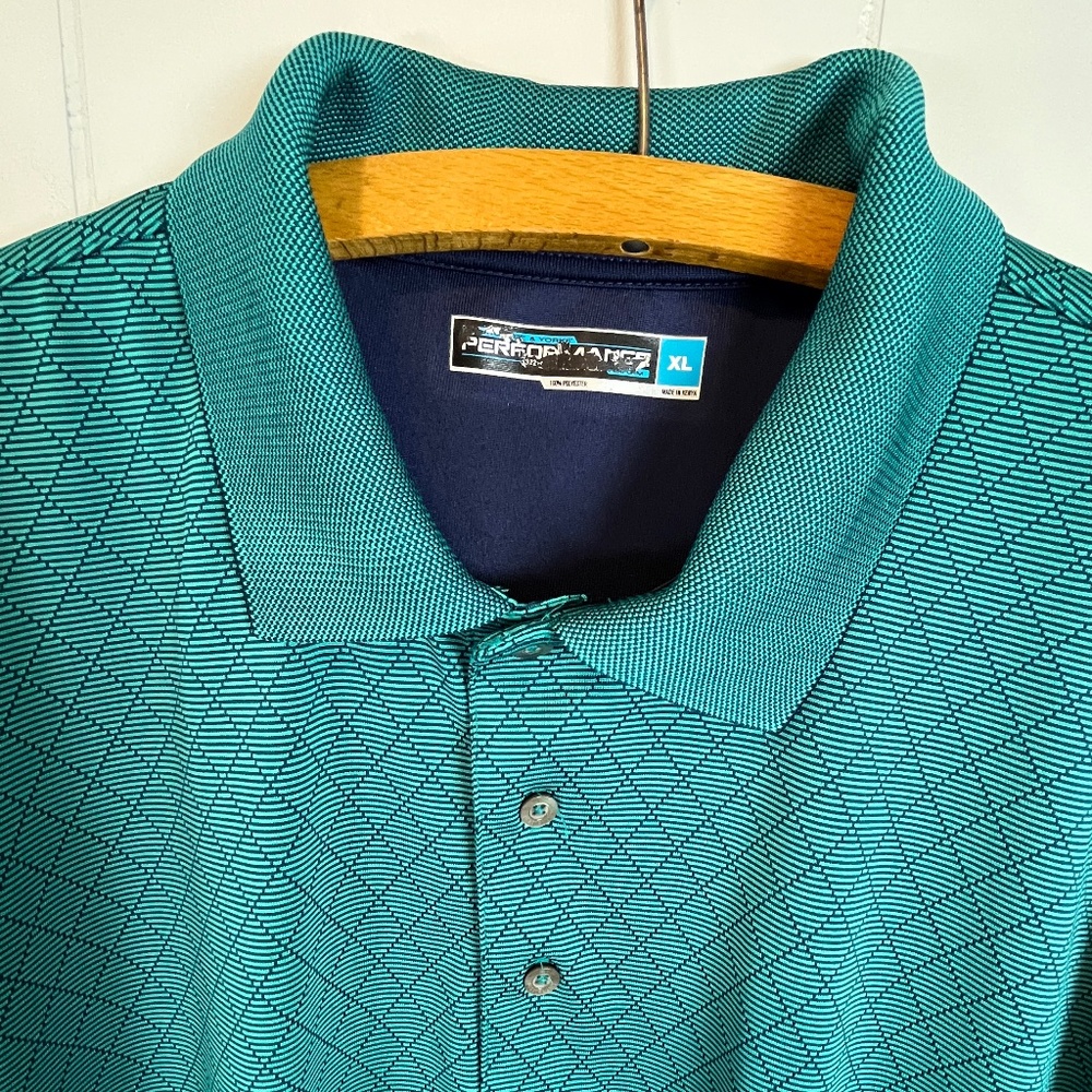 Men's Performance Golf Polo Short Sleeve Shirt Teal & Black sz XL Activewear